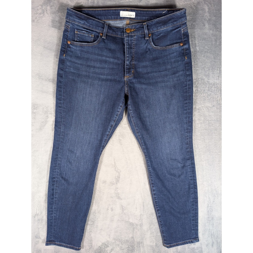Loft Curvy Skinny Jeans Womens Size 31/12 Petite Dark Wash Stretch Denim Blue